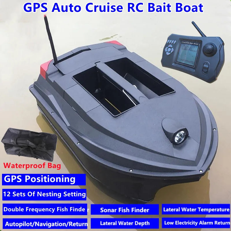 Professional GPS Location Nesting RC Fishing Boat 500M Smart Sonar Fish Finder Dual Hopper Waterproof Night Light RC Bait Boat