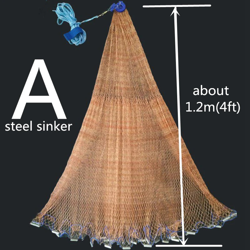Finefish Water Hunting Cast Net Catch Fish Network Outdoor Hand Throw Fishing Nets Small Mesh Gill Net