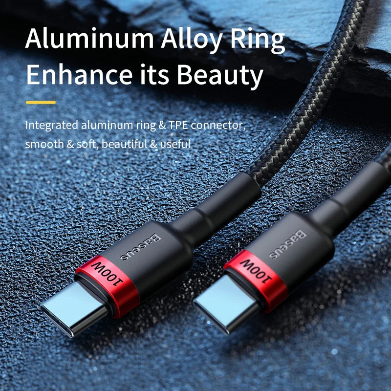 Baseus 100W USB C to USB Type C Cable for MacBook Pro Quick Charge 4.0 Fast Charging For iPhone 17/16/15 Pro max Charge Cable