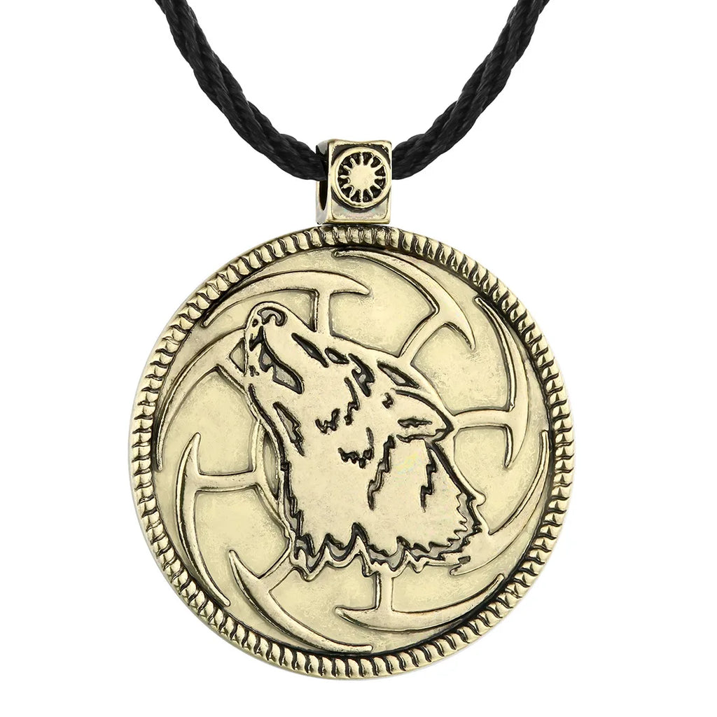 Antiquing Viking Runes Talisman Jewelry Slavic Veles Symbol Kolovrat Pendant Wolf Bear Paw Amulet  Necklace Men Pagan
