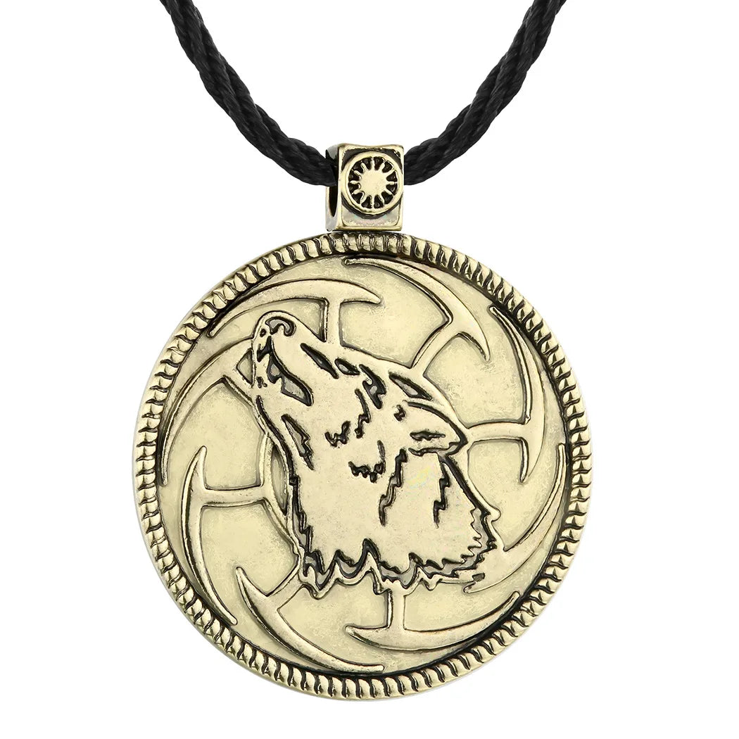 Antiquing Viking Runes Talisman Jewelry Slavic Veles Symbol Kolovrat Pendant Wolf Bear Paw Amulet  Necklace Men Pagan