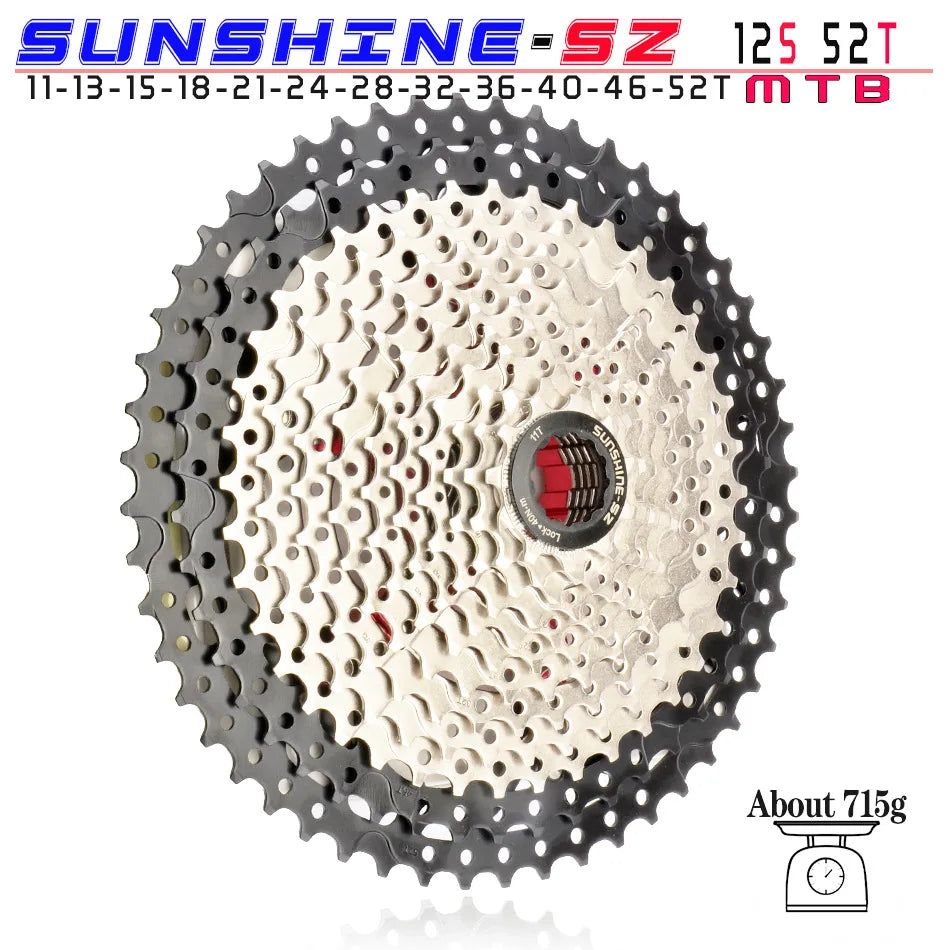 SUNSHINE MTB Cassette 8 9 10 11 12 Speed 32/36/40/42/46/50/52T Mountain Bicycle Freewheel Bike Sprocket For Shimano SRAM Sunrace