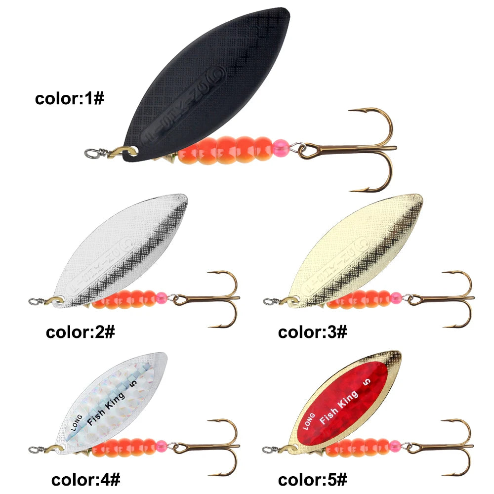 FISH KING Spinner Lure Bait 4.5g/7.0g/12.5g/17.4g/27.1g Spoon Lures pike Metal Fishing Lure Bass Hard Bait With Hooks