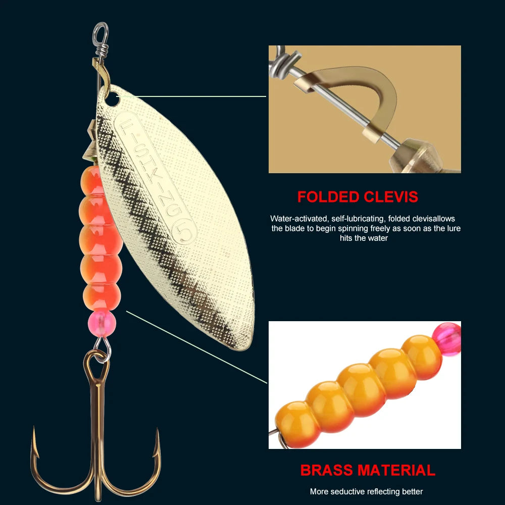 FISH KING Spinner Lure Bait 4.5g/7.0g/12.5g/17.4g/27.1g Spoon Lures pike Metal Fishing Lure Bass Hard Bait With Hooks