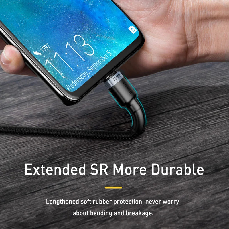 Baseus 100W USB C to USB Type C Cable for MacBook Pro Quick Charge 4.0 Fast Charging For iPhone 17/16/15 Pro max Charge Cable