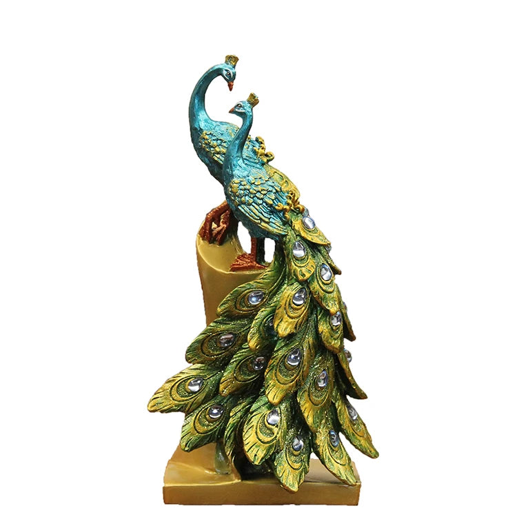 Continental luxury Peacock Couple Sculpture Resin Lovers Mascot Craft Ornament for Wedding Decoration and Valentine's Day Gift