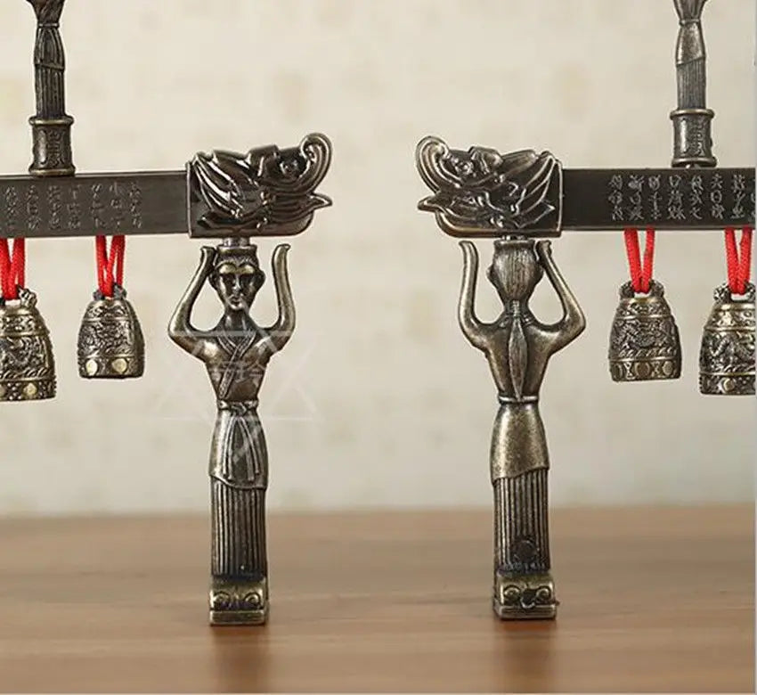 Brass bells Chinese dragon Round shape glockenspiel Chimes ancient Chinese musical instrument metal handicraft home decoration
