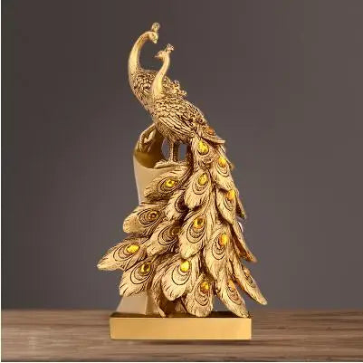 Continental luxury Peacock Couple Sculpture Resin Lovers Mascot Craft Ornament for Wedding Decoration and Valentine's Day Gift