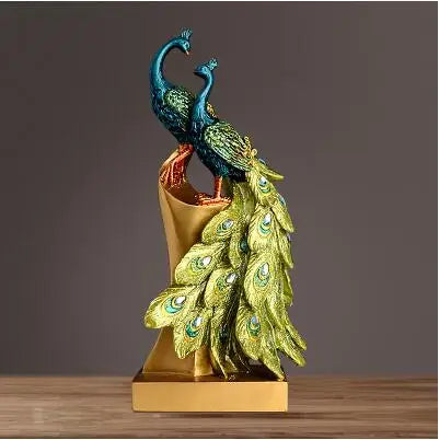Continental luxury Peacock Couple Sculpture Resin Lovers Mascot Craft Ornament for Wedding Decoration and Valentine's Day Gift