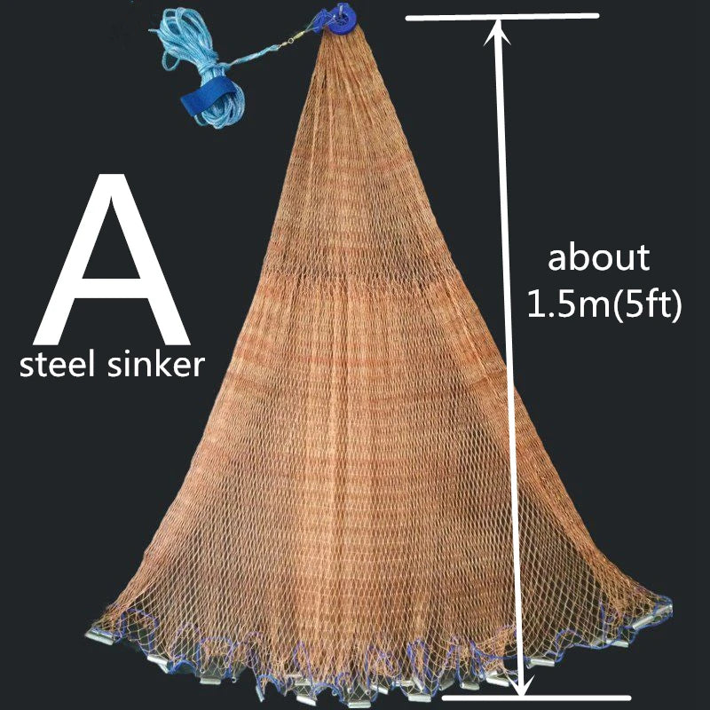 Finefish Water Hunting Cast Net Catch Fish Network Outdoor Hand Throw Fishing Nets Small Mesh Gill Net