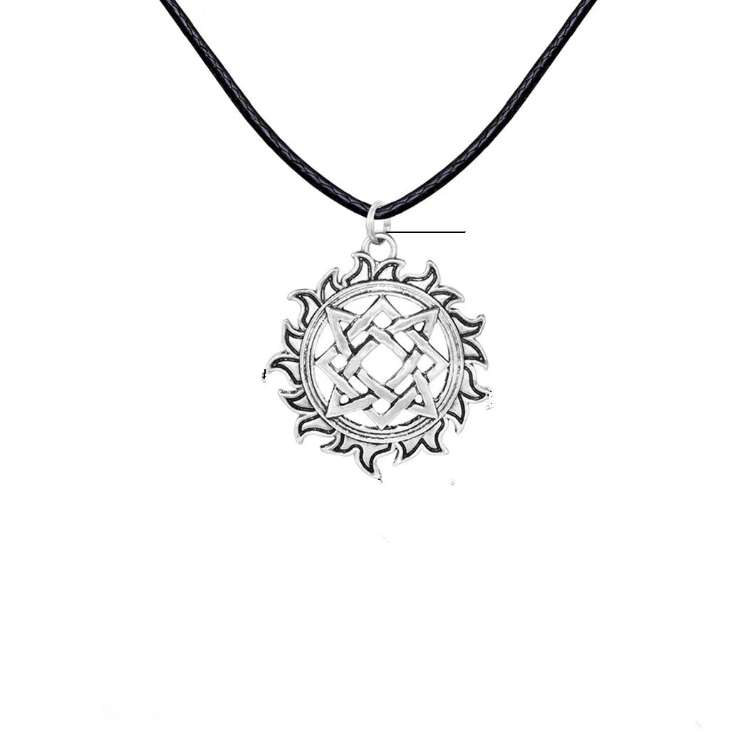 Antiquing Viking Runes Talisman Jewelry Slavic Veles Symbol Kolovrat Pendant Wolf Bear Paw Amulet  Necklace Men Pagan