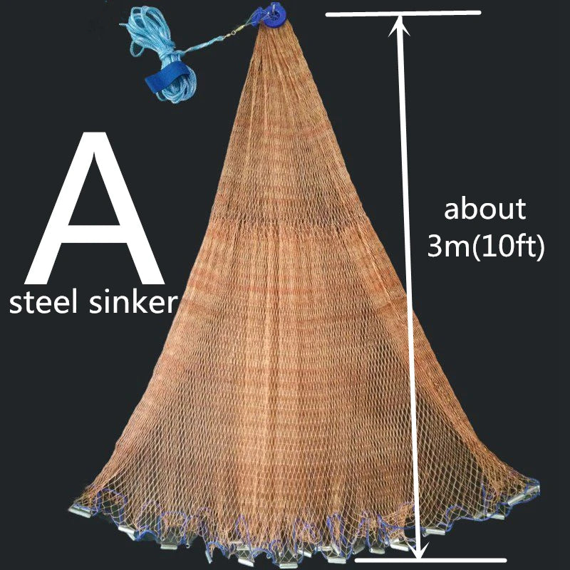 Finefish Water Hunting Cast Net Catch Fish Network Outdoor Hand Throw Fishing Nets Small Mesh Gill Net