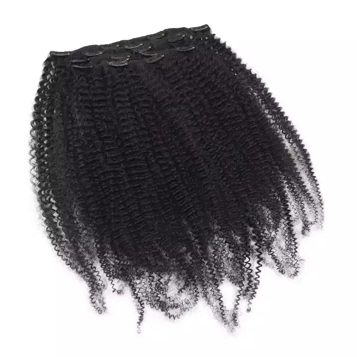 Curly Weft Hair Clip-In Extensions for Black Women Cambodian Raw Kinky Curly Human Hair Curl Style