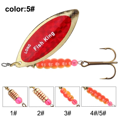 FISH KING Spinner Lure Bait 4.5g/7.0g/12.5g/17.4g/27.1g Spoon Lures pike Metal Fishing Lure Bass Hard Bait With Hooks