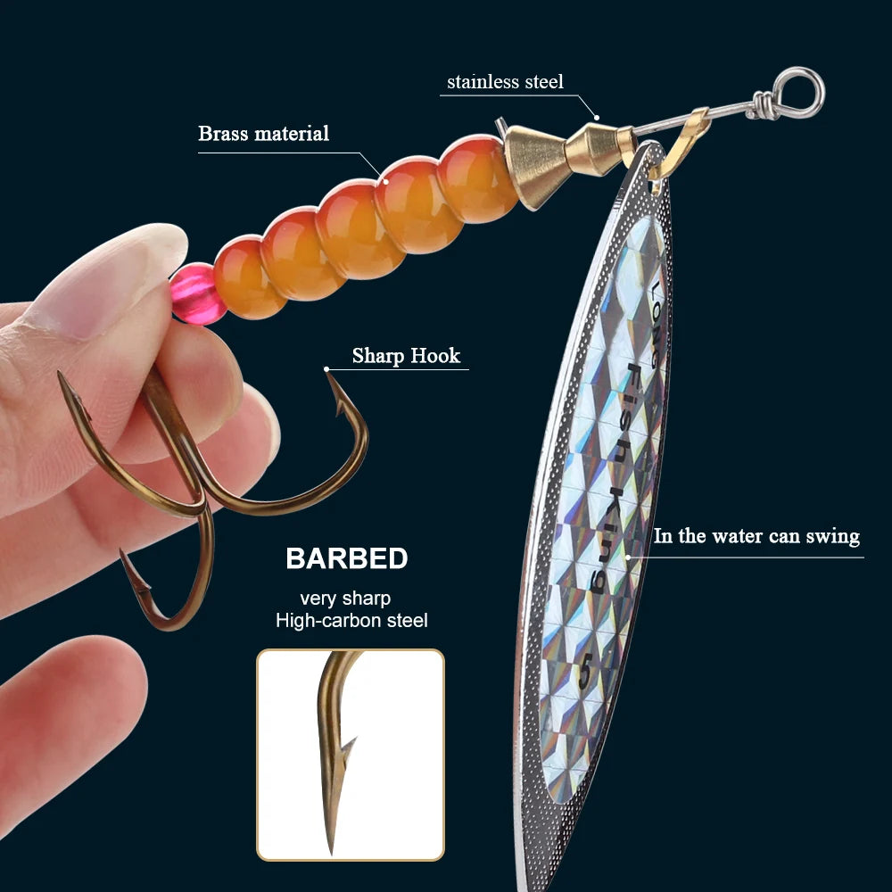FISH KING Spinner Lure Bait 4.5g/7.0g/12.5g/17.4g/27.1g Spoon Lures pike Metal Fishing Lure Bass Hard Bait With Hooks