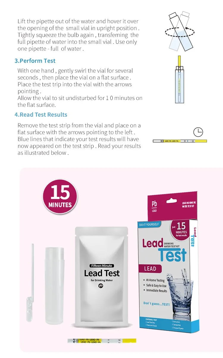 High Accurate Detection Level of 1 Ppb  Well Water LEAD in Drinking Water Test Kit