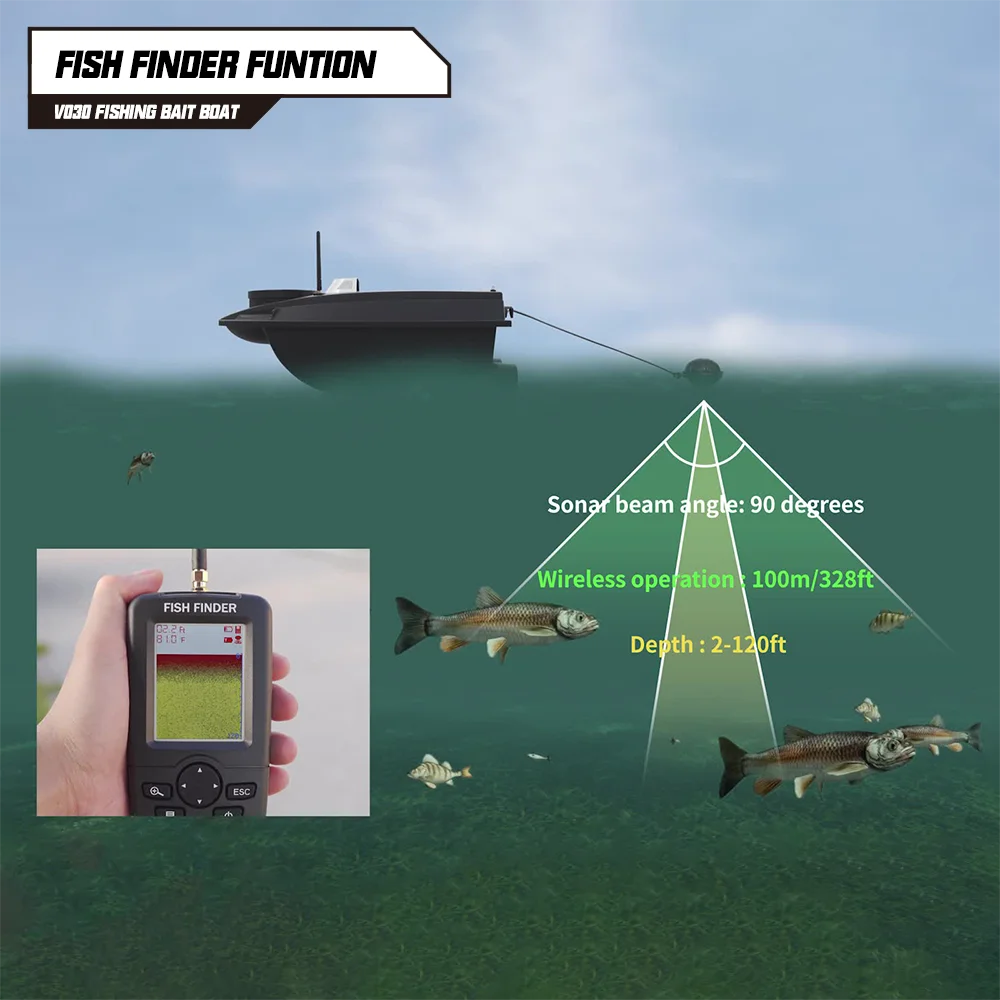 Flytec Official Store V030 12V High Speed ​​800m Autopilot 180 Points GPS Boat Fish Finder Sonar 3KG Bait Load RC Boat For Fishing