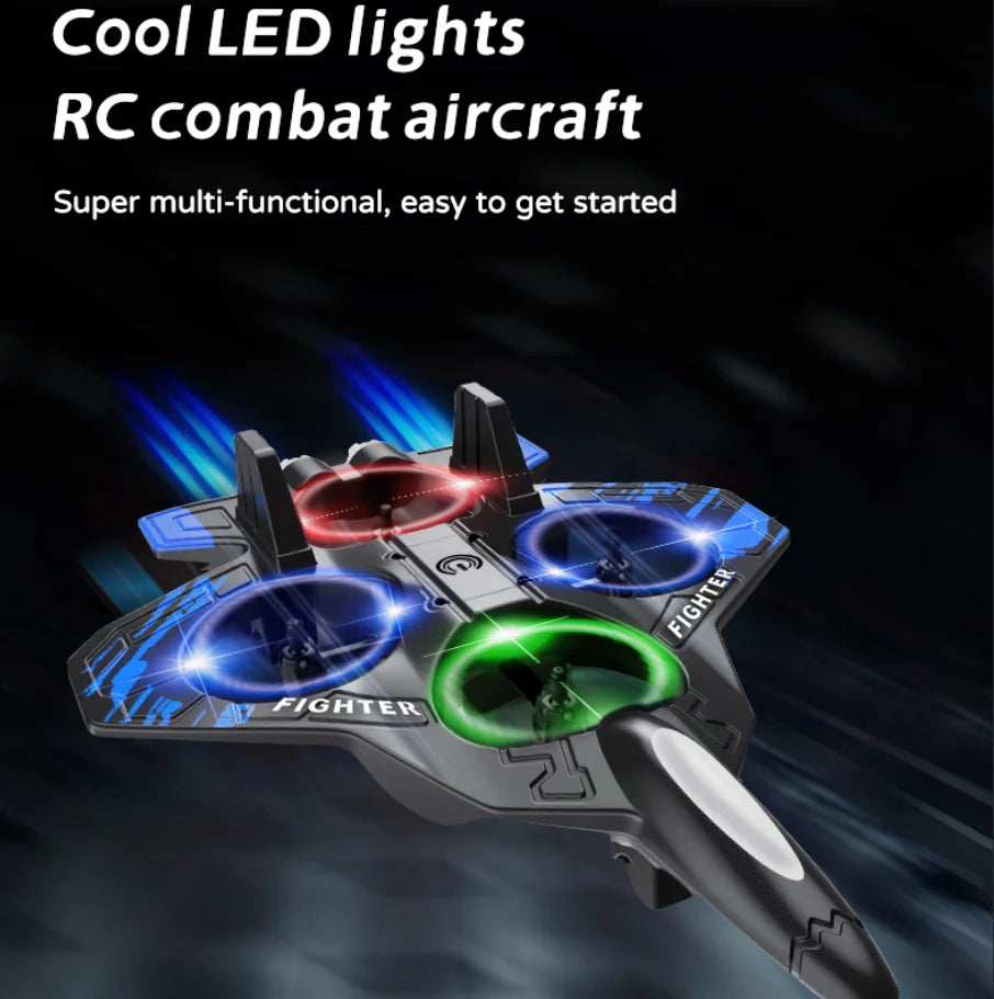 Foam RC Plane Fighter 2.4G Remote Control Stunt Glider 360° Rolling Flight Flying EPP Foam Aircraft with LED Toys for Kids