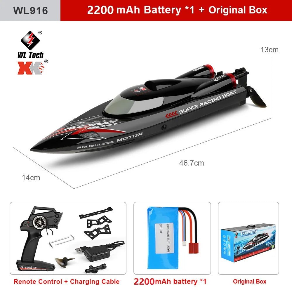 WLtoys WL916 WL912-A RC Boat 2.4Ghz 55KM/H 35KM/H High Speed ​​Racing Watercraft Remote Control Speedboat Toys For Children
