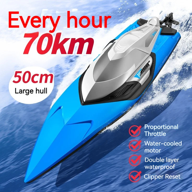 S2 Super Sized 50cm High-Speed ​​Remote-Controlled Boat High-Powered Speedboat Rowing Boat Net Pulling Ship Model Water Toy Gift