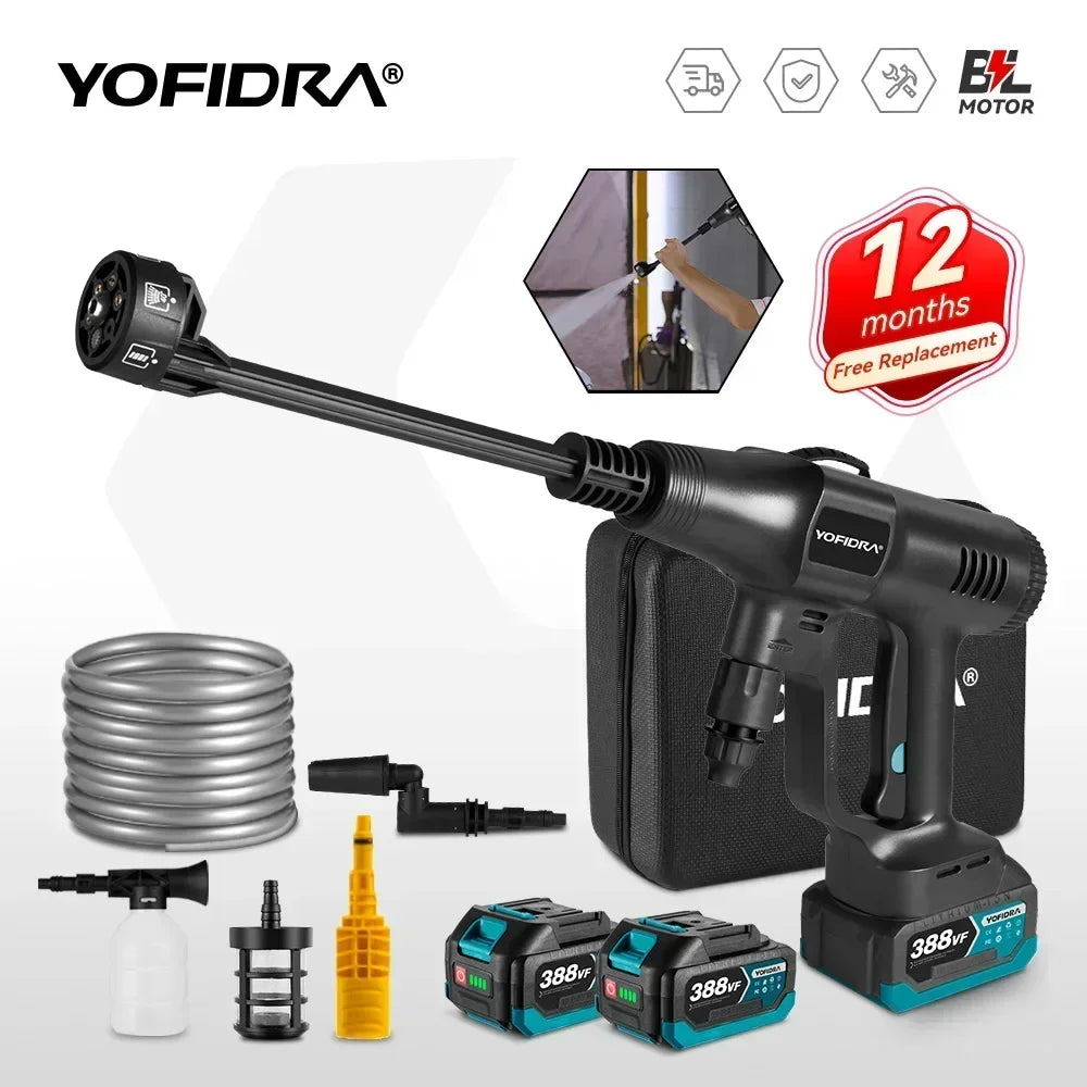 Yofidra 200Bar Brushless Electric Water Gun 3 Gears Cordless Rechargeable Car Garden Cleaning Tools For Makita 18v Battery Pin