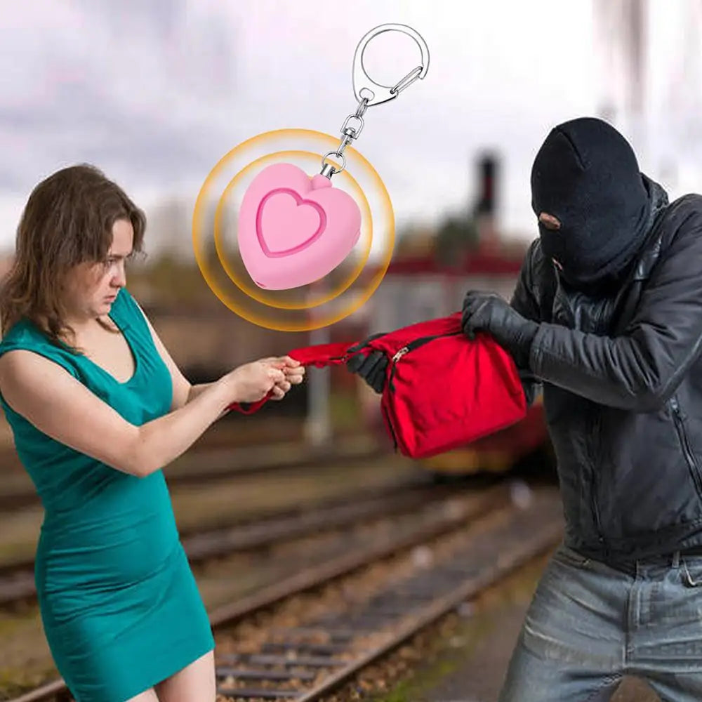 Heart-shaped Portable Emergency Girl Women Security Alarms  Self Defense Alarm Safety Loud Keychain Emergency Alarm Anti-wolf