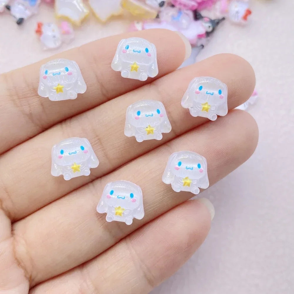 50 pcs Hars Mini Cartoon Animals Cats, Puppies, Rabbits Steentjes Beeldjes Nail Art Haarspeld Diy Plakboek Accessoires Ambachten