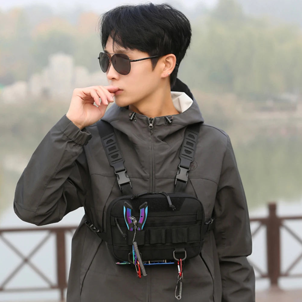 Fishing Chest Bag with Adjustable Straps Climbing Camping Backpack Multi-Pockets Travel Vest Backpack for Outdoor Sports