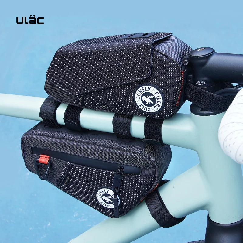 Ulac Triangle Cycling Bag Bicycle Front Saddle Tube Bag Bike Frame Pouch Bag Holder Outdoor MTB Mountain Bag Waterproof Fabric