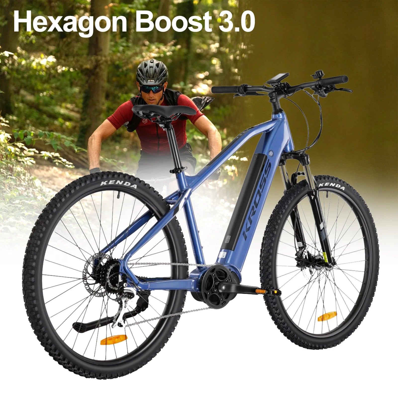 Electric Bicycle for Adults Mid Motor 250 W 100 Nm E-Bike Men Ebike 100 km Range 43.2V 10.4Ah Battery, 29" MTB Hexagon Boost 3.0