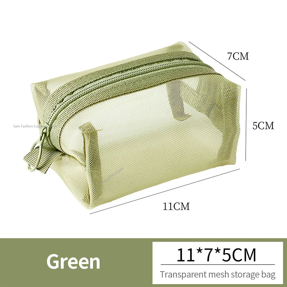 Multipurpose Breathable Square Mesh Storage Pouch Lightweight Mini Wash Bag Mini Zipper Coin Purse Large Capacity Coin Purse