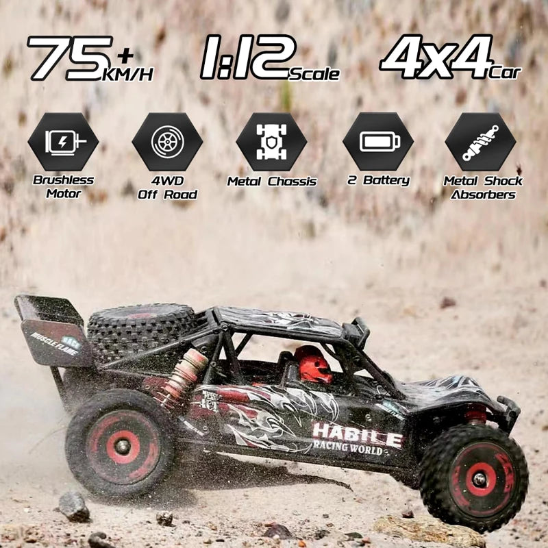 75 KM/H WLtoys 124016 V8 RC Car Brushless 4WD Electric High Speed Off-Road Remote Control Drift Rc Cars for Adults Toys