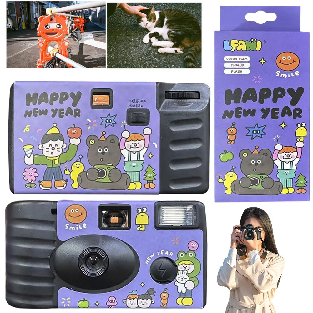 35mm Disposable Film Camera Built-in Flash One Time Use Camera 27 Photos Retro Camera for Birthday Parties