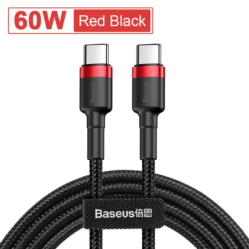 Baseus 100W USB C to USB Type C Cable for MacBook Pro Quick Charge 4.0 Fast Charging For iPhone 17/16/15 Pro max Charge Cable