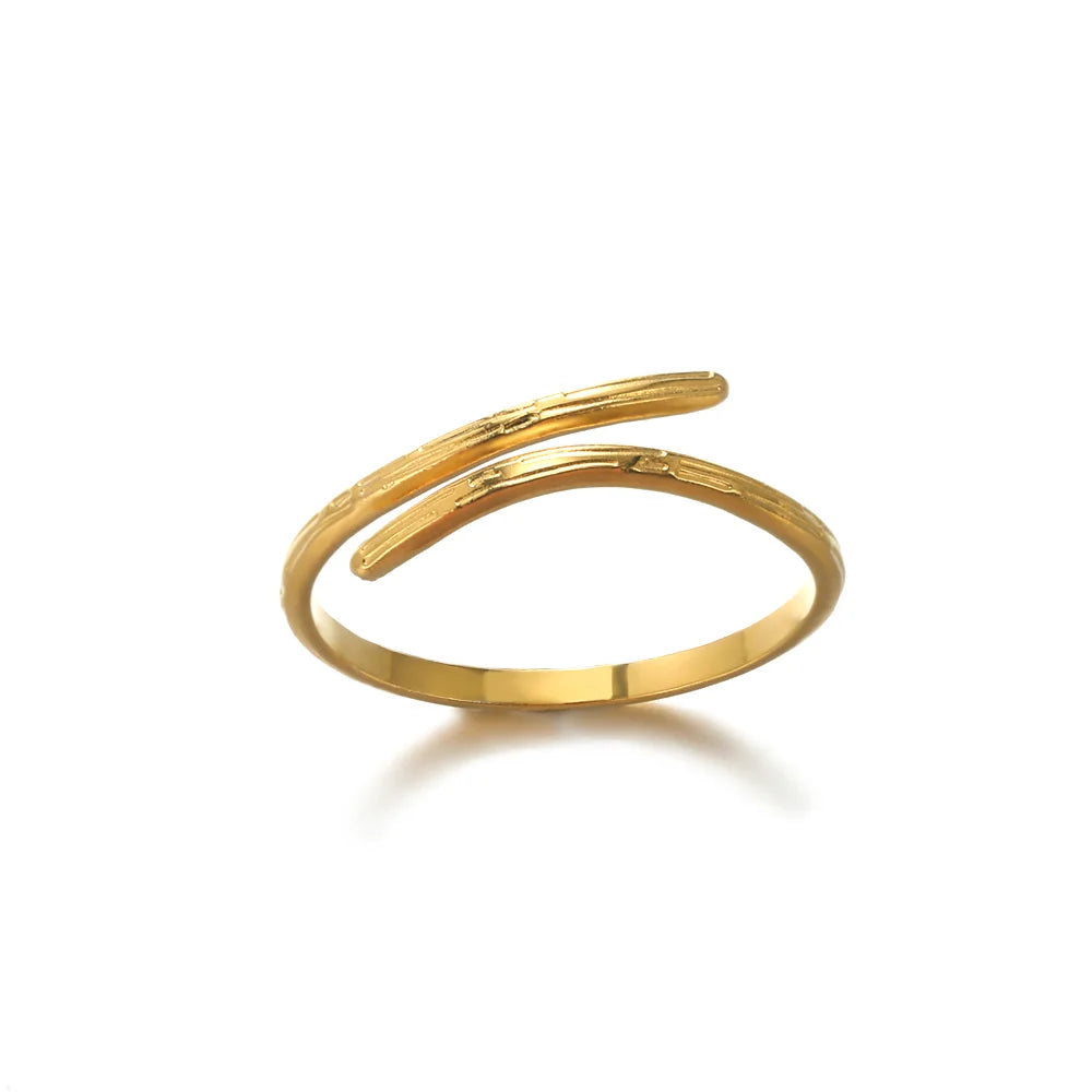 316L Stainless Steel Rings for Women Gold Color Multilayer Geometric Open Ring Vintage Waterproof Wedding Aesthetic Jewelry Gift