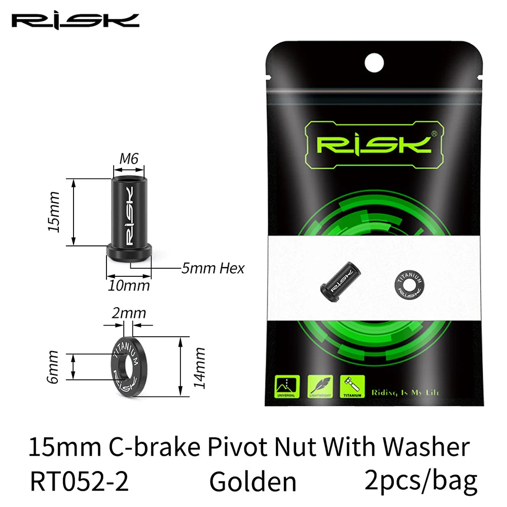 RISK Bicycle C Brake Caliper GR5(TC4) Titanium Road Bike C Clamp Fixed Nuts With Washer M6 x 10/15/20/25/30/40mm Cycling Parts