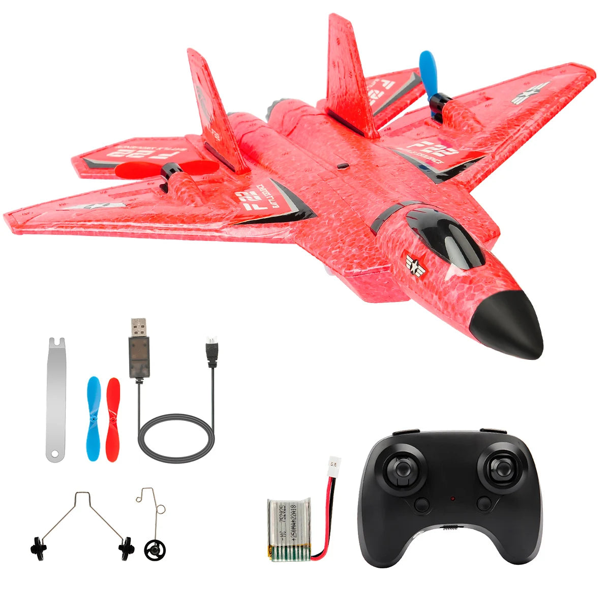 F22 Raptor RC Plane 2.4G 2CH RC Foam Flying Model Glider With LED Lights Remote Control Foam Fighter Airplane Toys for Children