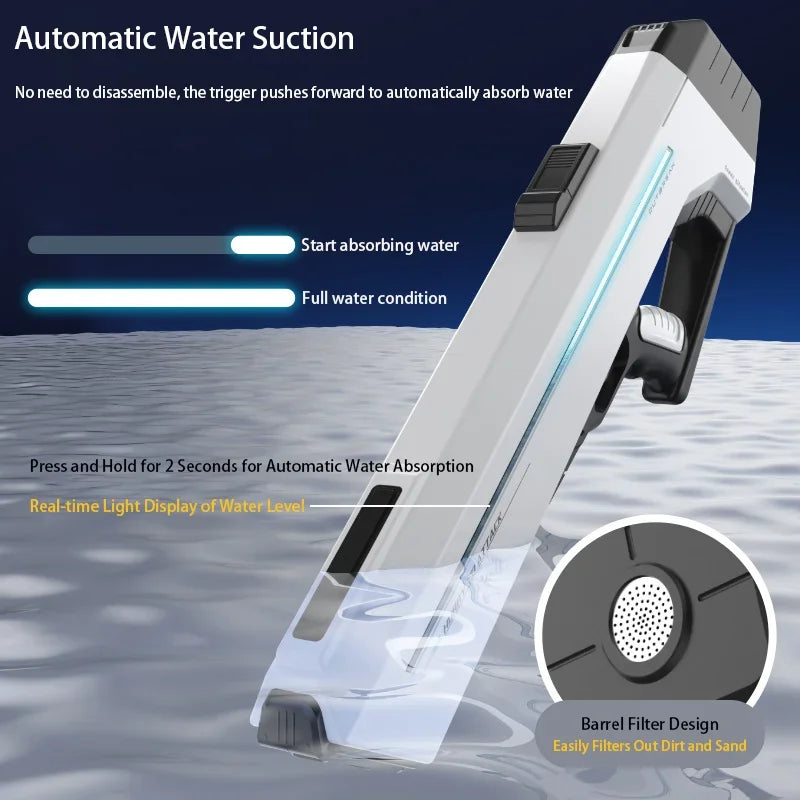 Big Capacity Electric Water Gun Automatic With LED Spray Blaster Shooting Water Pistol Gun Summer Pool Outdoor Toys for Kids Boy