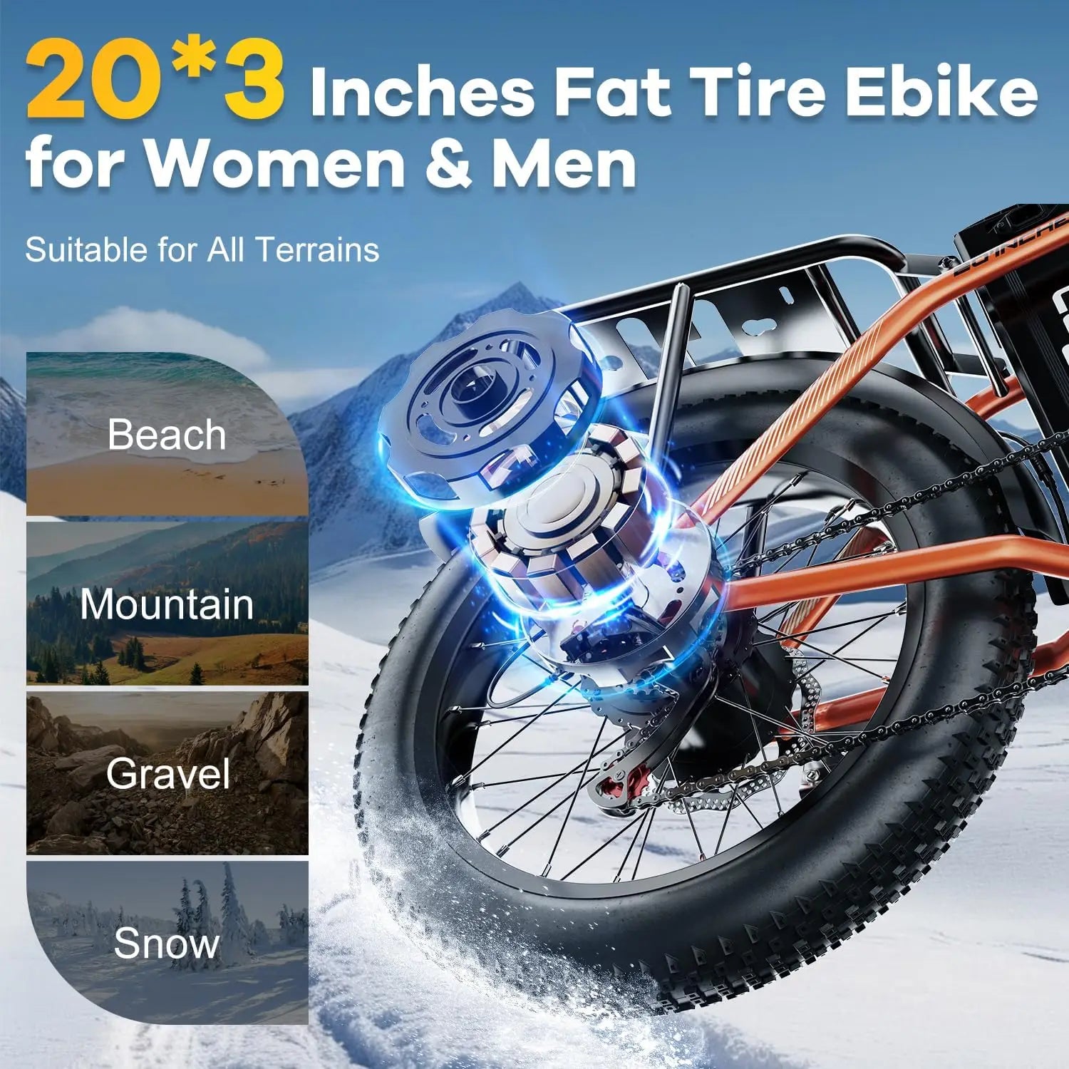 48V 20.8AH Removable Battery EBike,28+MPH,1000W Folding Electric Bike,80 Miles Max Range Electric Bike for Adults, 20" Fat Tire
