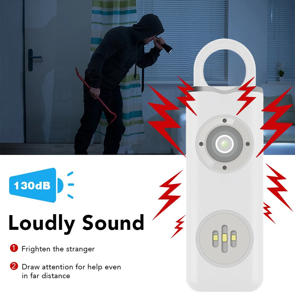 Carrying Scream Loud Panic Alarm 130dB Loud Personal Safety Alarm Flashlight Self Defense Electronic Device for Girl Child Women