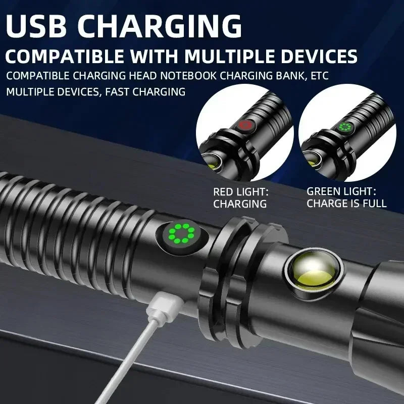 Baseball Bat LED Self-defense Flashlight telescopic Zoom Super Bright Self Defense Mace Light Tactical Baton Emergency Torch