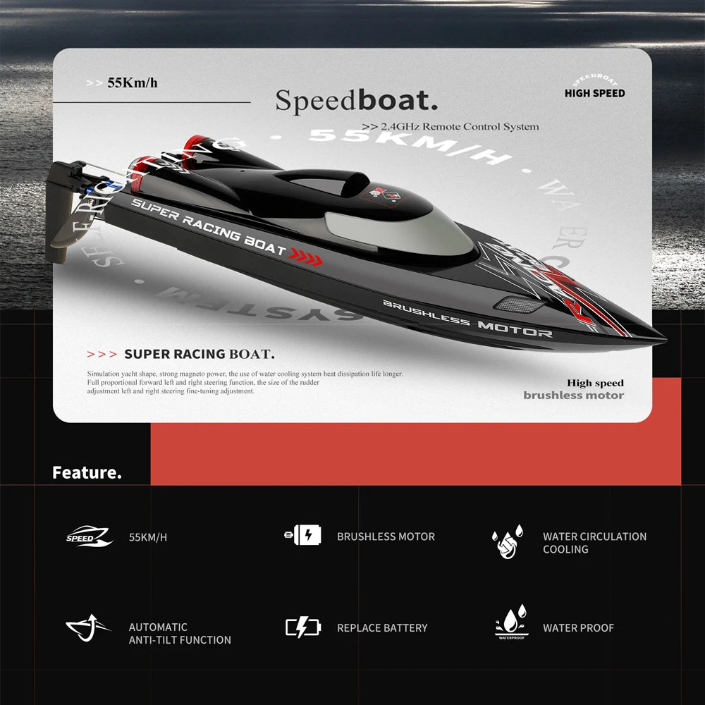 WLtoys WL916 WL912-A RC Boat 2.4Ghz 55KM/H 35KM/H High Speed ​​Racing Watercraft Remote Control Speedboat Toys For Children