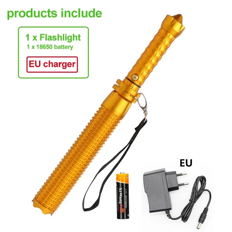 Wolf Tooth Stick Flashlight Strong Light Charging Outdoor Super Bright Multi Functional Telescopic Self Defense Window Patrol