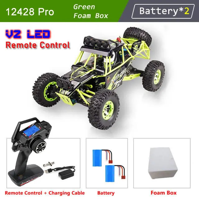 WLtoys 12428 1:12 4WD RC Racing Car High Speed ​​Off-Road Remote Control Alloy Climbing Truck LED Light Buggy Boys Toys Kids Gift