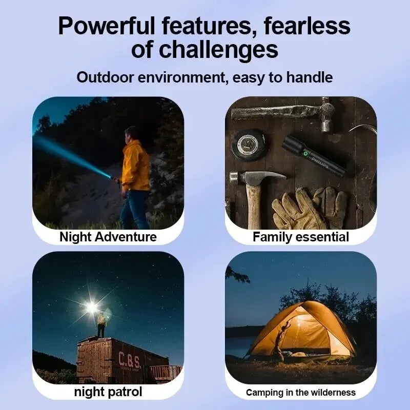 Philips SFL6168 LED Flashlight 1000Lumen1000m Portable Powerful Bright Flashlights Camping Lamp for Outdoor Hiking Self Defen