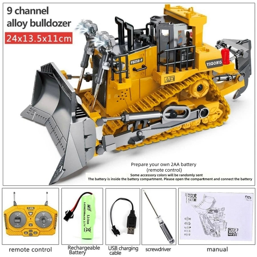 Remote Control Excavator Toy for Kids -2.4Ghz RC Construction Vehicle Truck Toy with Alloy Metal Cap, Light&amp;Sound