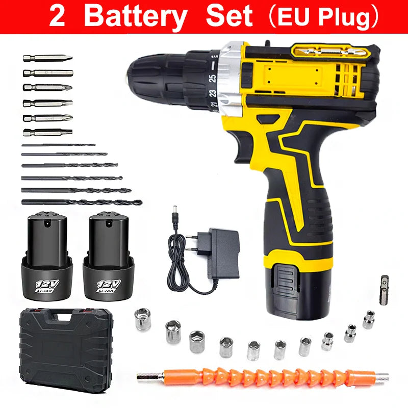 Lithium Electric Drill  Electric Screwdriver  Hand Electric Drill  Electric Tool Set  Multifunctional Accessory Box Packaging
