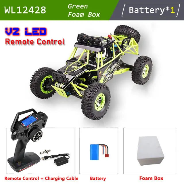 WLtoys 12428 1:12 4WD RC Racing Car High Speed ​​Off-Road Remote Control Alloy Climbing Truck LED Light Buggy Boys Toys Kids Gift