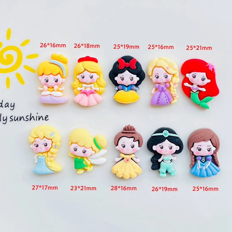 10 Pcs New Mini Kawaii Cartoon Princess Series Resin Scrapbook Diy Jewelry Hairpin Headrope Decoration parts A18