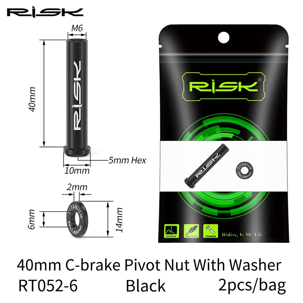 RISK Bicycle C Brake Caliper GR5(TC4) Titanium Road Bike C Clamp Fixed Nuts With Washer M6 x 10/15/20/25/30/40mm Cycling Parts
